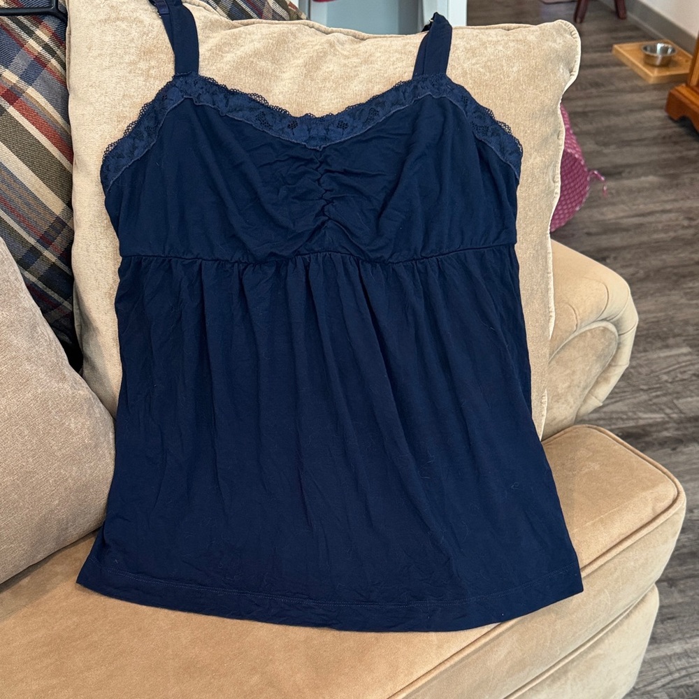Soma Women's Deep Blue Camisole with Lace Detail pajama top - Picture 2 of 3